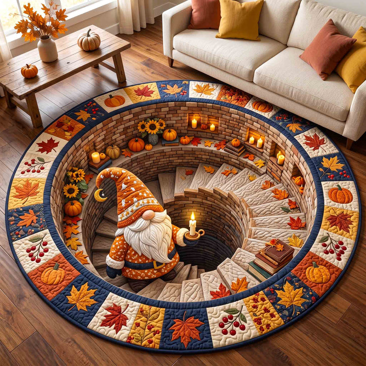 Fall Gnome Quilted Round Mat