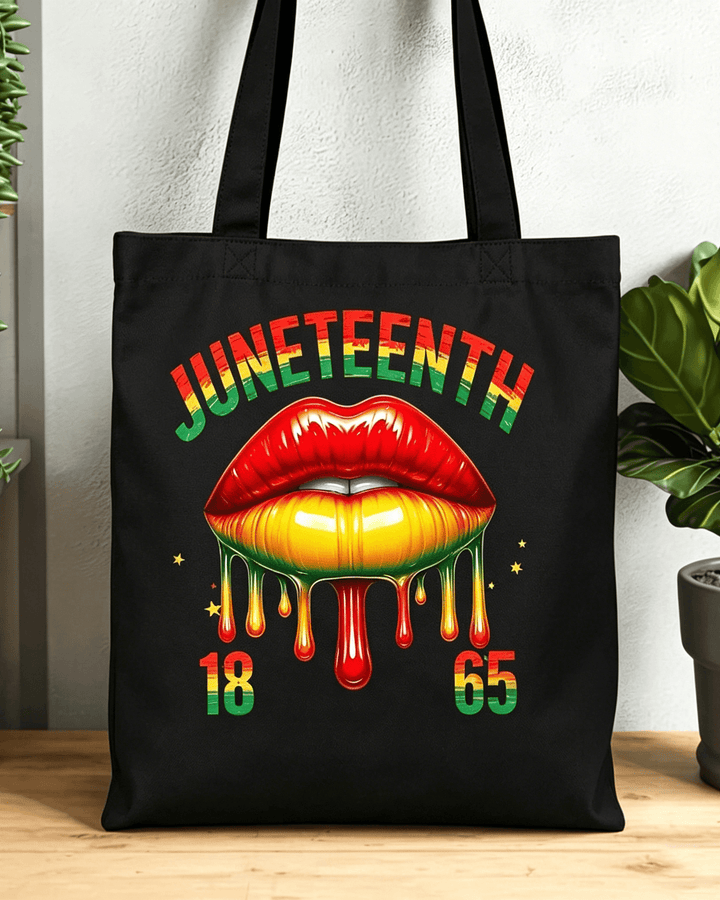 Juneteenth 1865 Lips Zipper Canvas Tote Bag