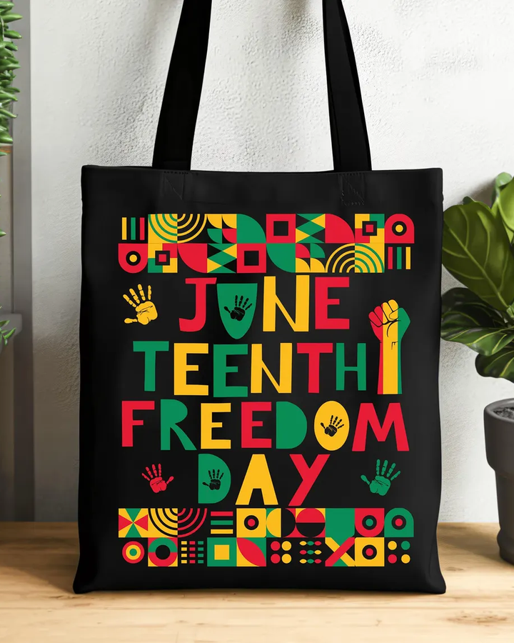 Juneteenth Freedom Day Zipper Canvas Tote Bag