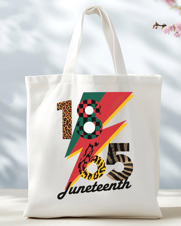 Juneteenth Tote Bag Celebrate 1865 Print Zipper Canvas Tote Bag