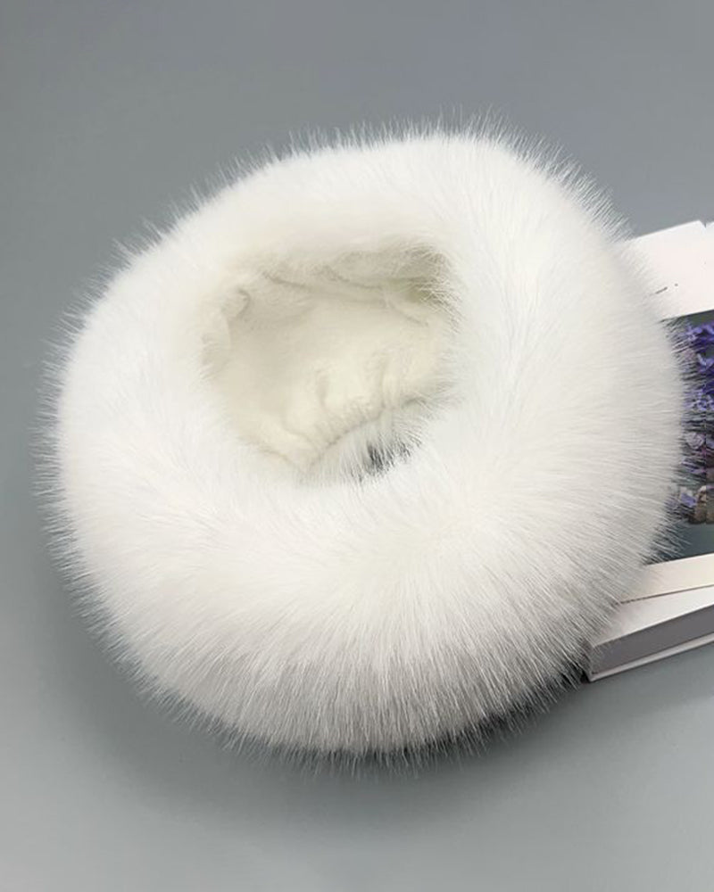 Uncapped Ring Plush Hair Band Hat Faux Fox Fur Fur Hat