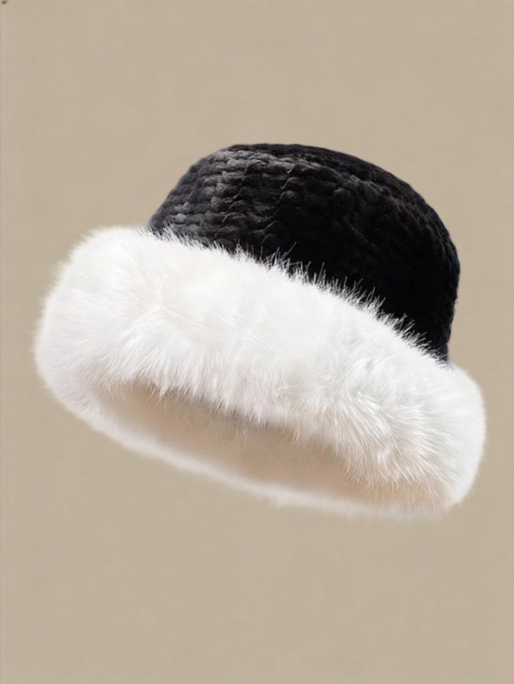 Autumn And Winter Furry Plush Cap Outdoor Furry Fashion Cap Fleece-lined Thickened Fisherman Hat