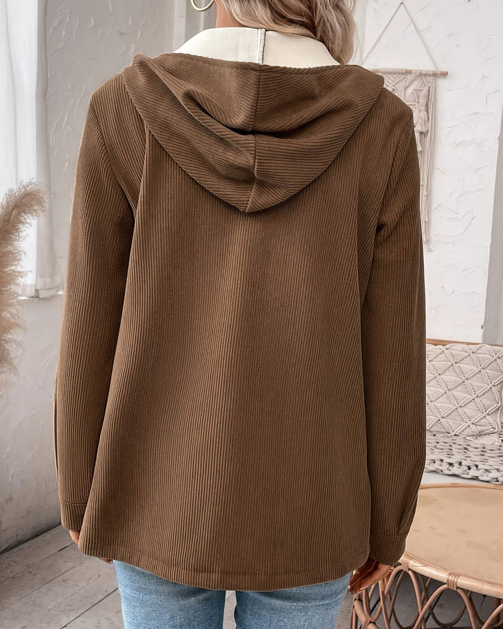 Women's Solid Color Casual Hooded Fleece Jacket