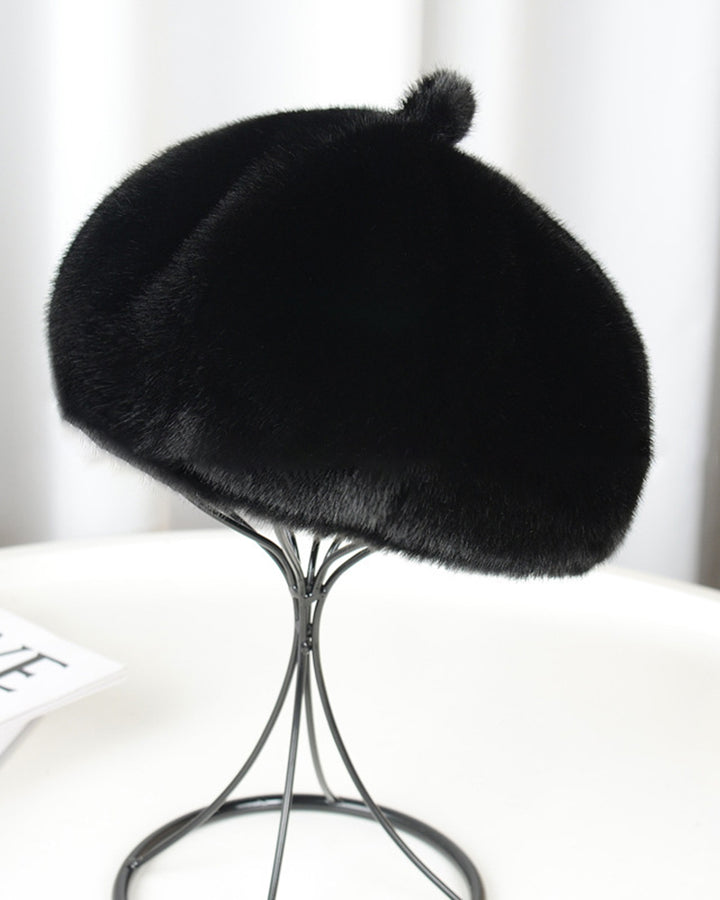 Pumpkin Beret Casual Faux Fur Straw Hat