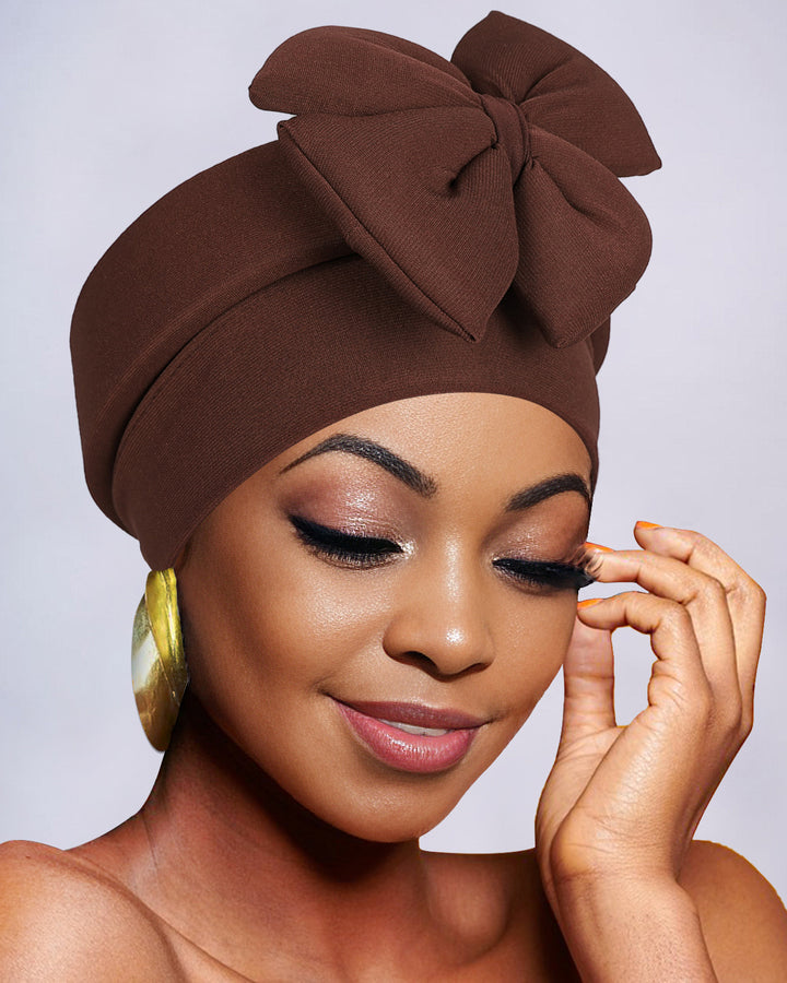 Solid Color Large Bow Turban Hat