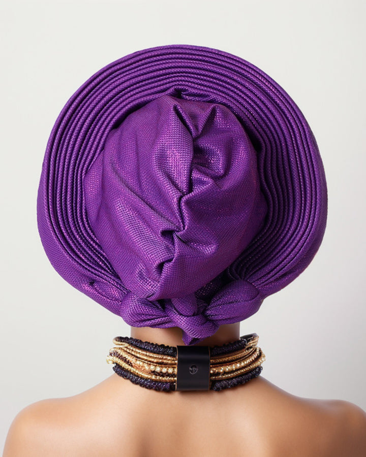 African Auto Gele Headtie Pre‑Tied Headwrap, Rhinestone Embellished Traditional Nigerian Turban Cap