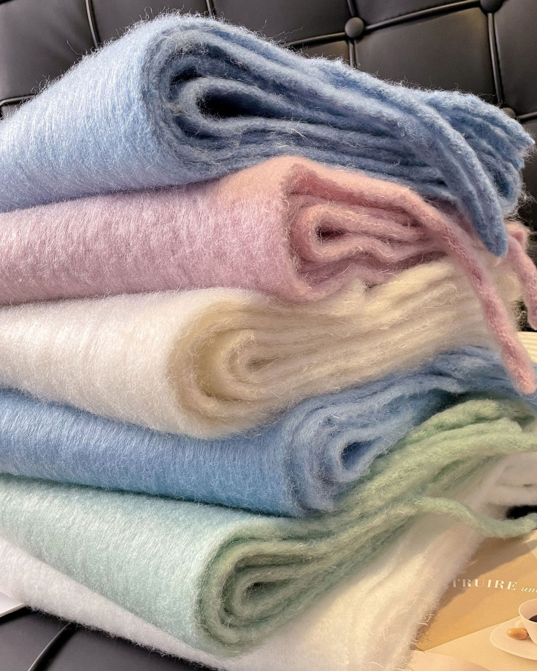 Cashmere Solid Color Scarf Mohair Solid Color All-match Scarf Extra-large Thickened Warm Shawl