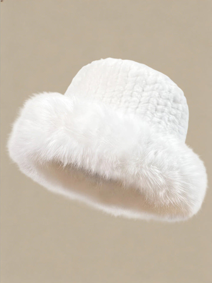 Autumn And Winter Furry Plush Cap Outdoor Furry Fashion Cap Fleece-lined Thickened Fisherman Hat
