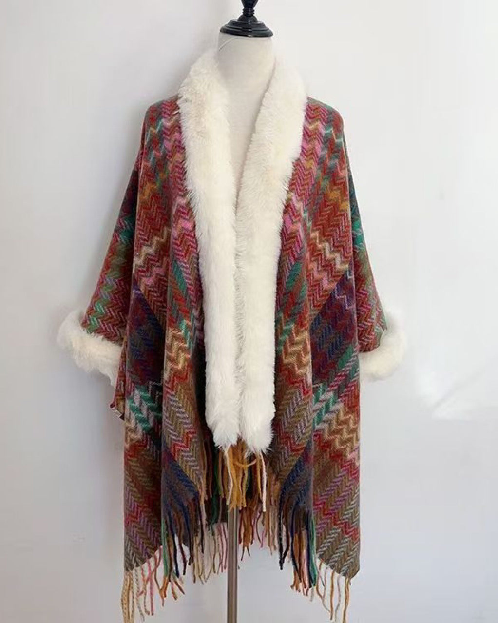 Autumn And Winter Long Vintage Cape Tassel Cape