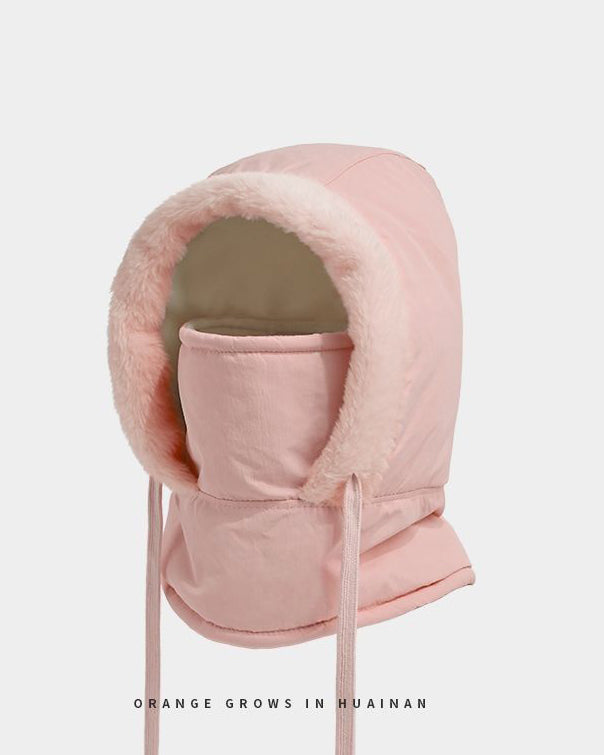 Windproof & Waterproof Thickened Pull-On Hat with Integrated Neck Gaiter