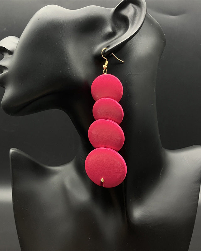 Solid Color Round Beaded Earrings