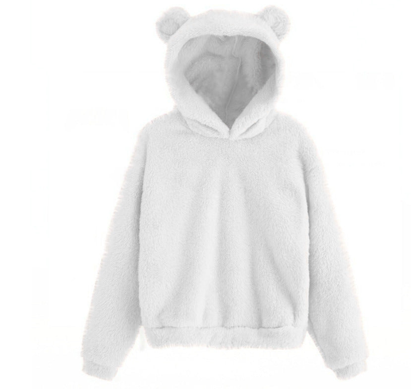 New Fluffy Rabbit Ears Hooded Warm Sweater Sweater
