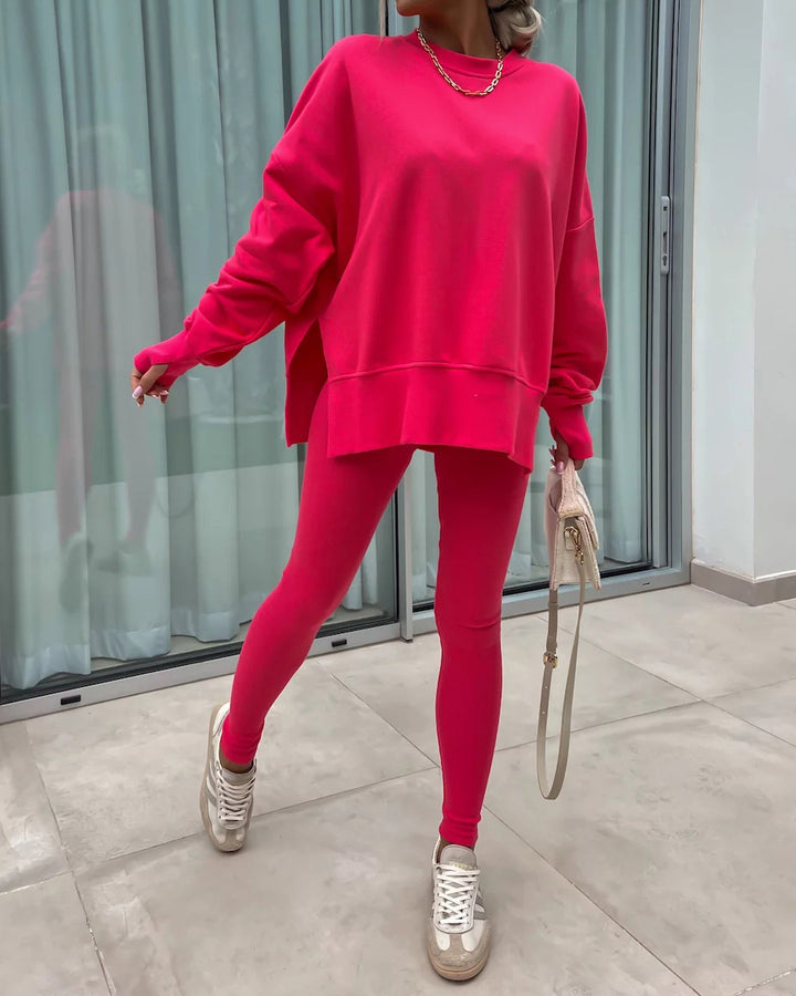 Casual Tight Pants Loose Sweat Set