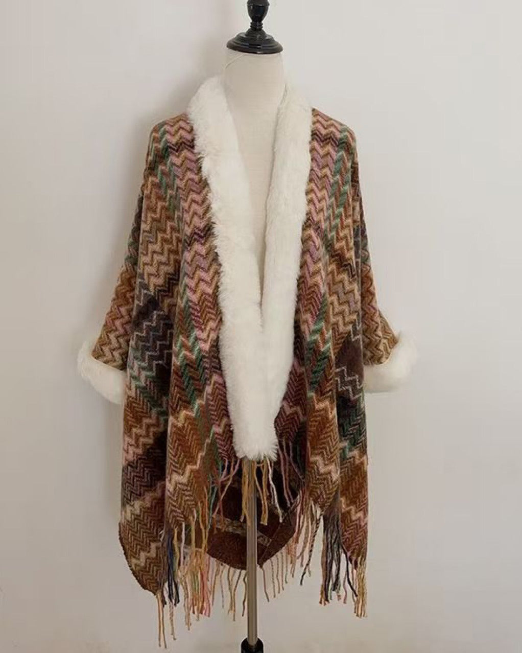 Autumn And Winter Long Vintage Cape Tassel Cape