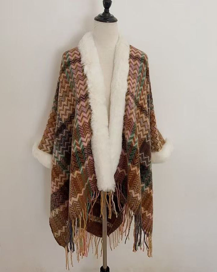 Autumn And Winter Long Vintage Cape Tassel Cape