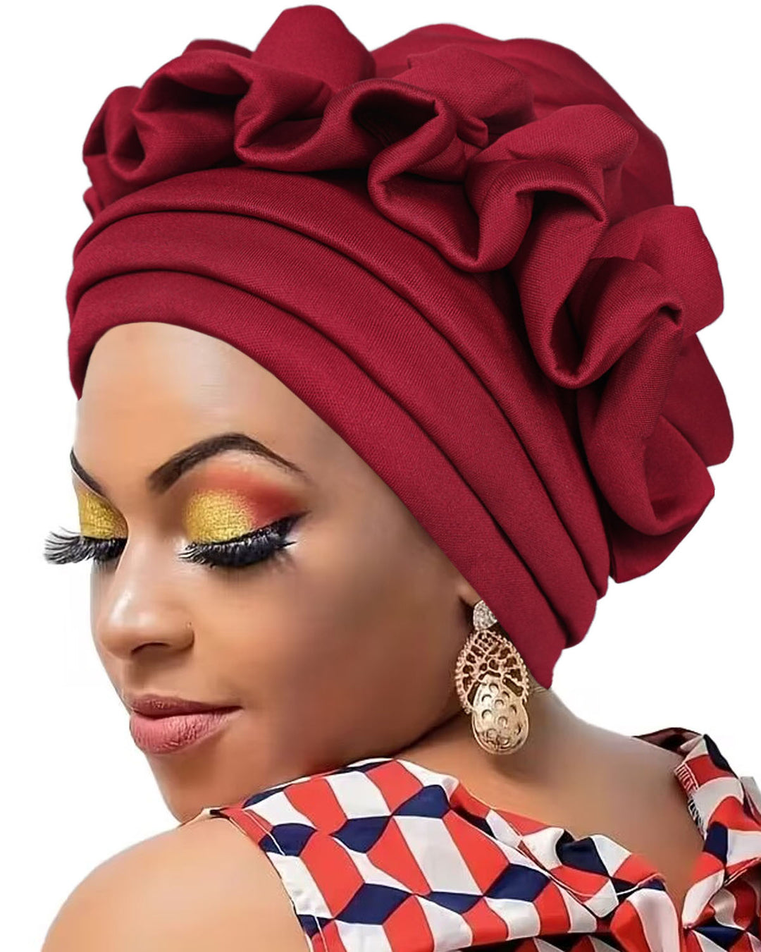 Ruffled Lace Trim Design Turban Hat