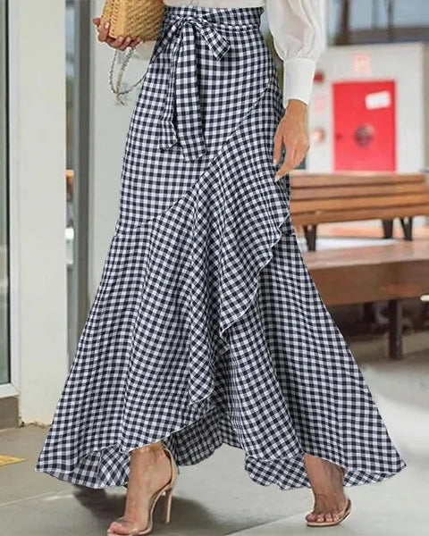 High Waist Ruffled Irregular Hem Skirt