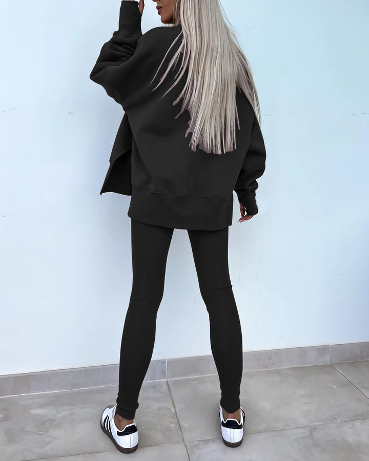 Casual Tight Pants Loose Sweat Set