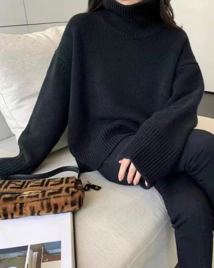 Autumn And Winter High Neck Solid Color Outer Wear Sweater