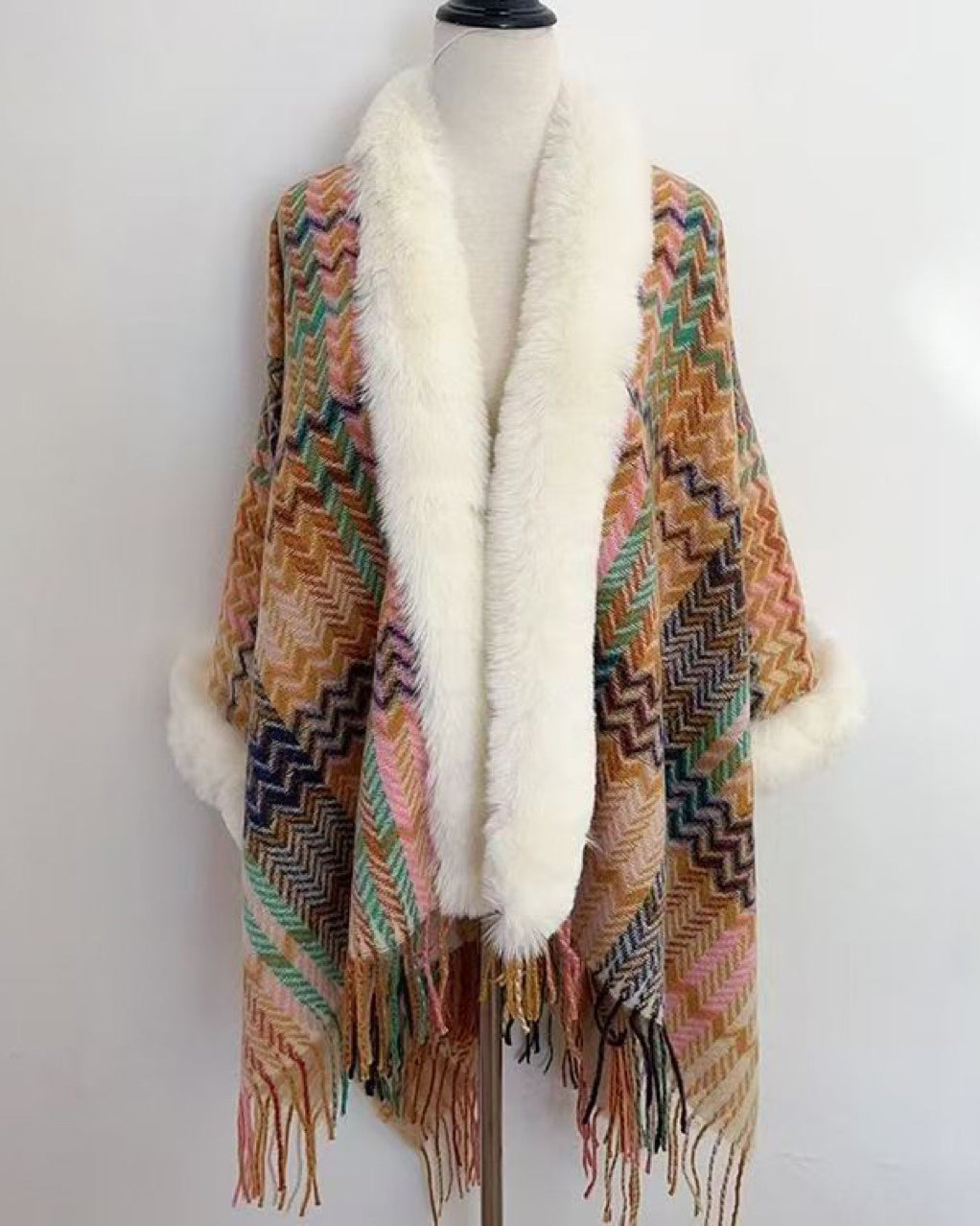 Autumn And Winter Long Vintage Cape Tassel Cape