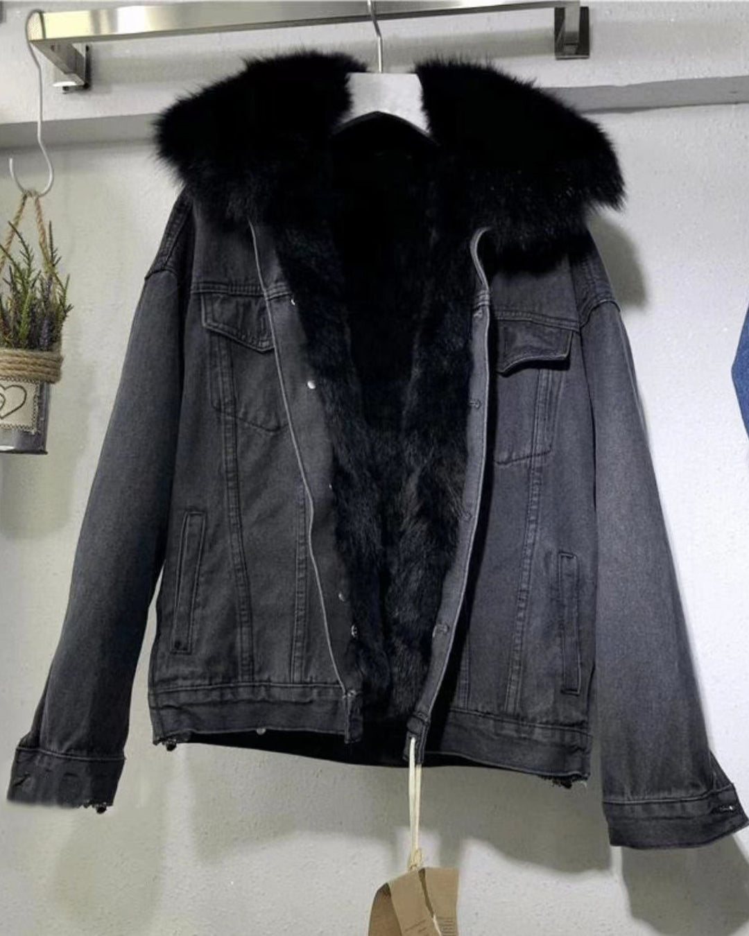 Short Jacket Cotton-padded Jacket Fleece-lined New Style Cotton-padded Jacket Loose Denim Fur Collar Thickened Jacket