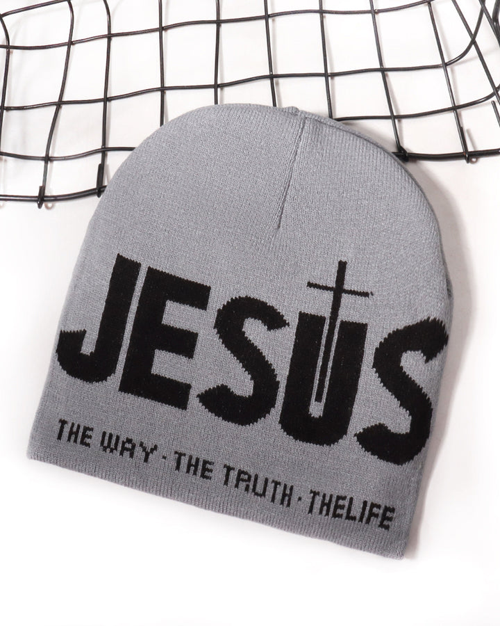 Jesus Letter Y2k Style Knit Beanie Hat For Winter