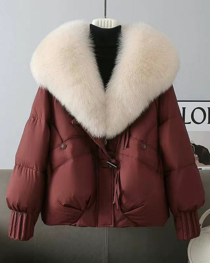 Large Fur Collar Cotton-padded Down Cotton-padded Jacket Short Thickened Fur-proof Jacket