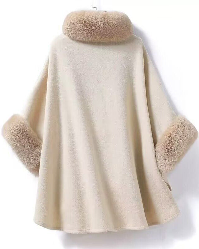Imitation Lazy Rabbit Fur Collar Shawl Cloak Warm Coat Cloak