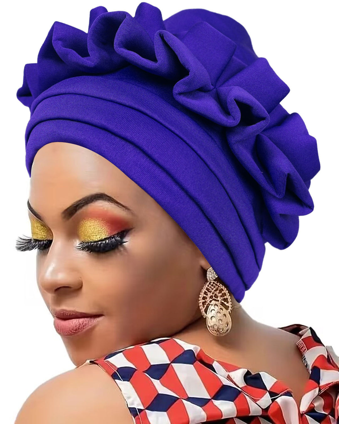 Ruffled Lace Trim Design Turban Hat