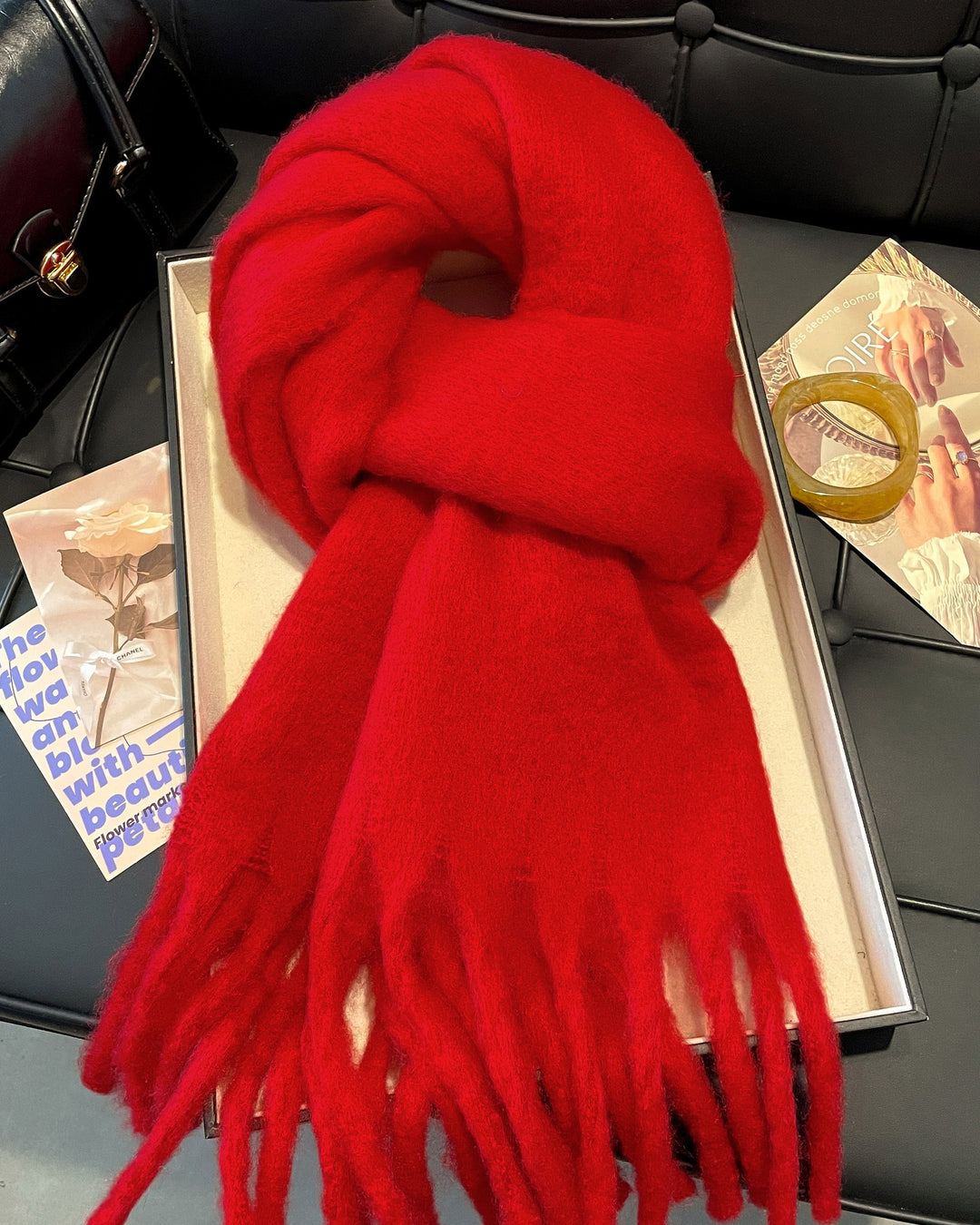 Cashmere Solid Color Scarf Mohair Solid Color All-match Scarf Extra-large Thickened Warm Shawl