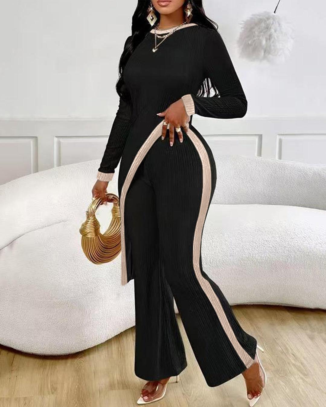 Casual Side Split T-piece Trousers