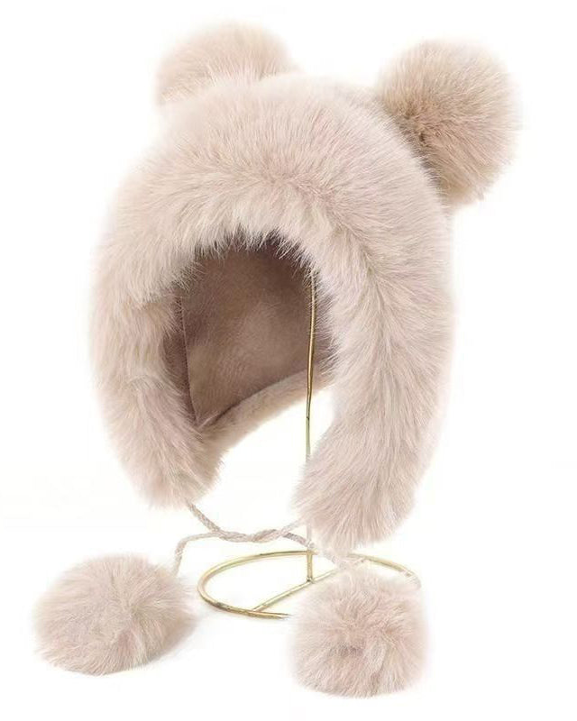 Bear Ears Plush Hat Warm Ear Protection Cap