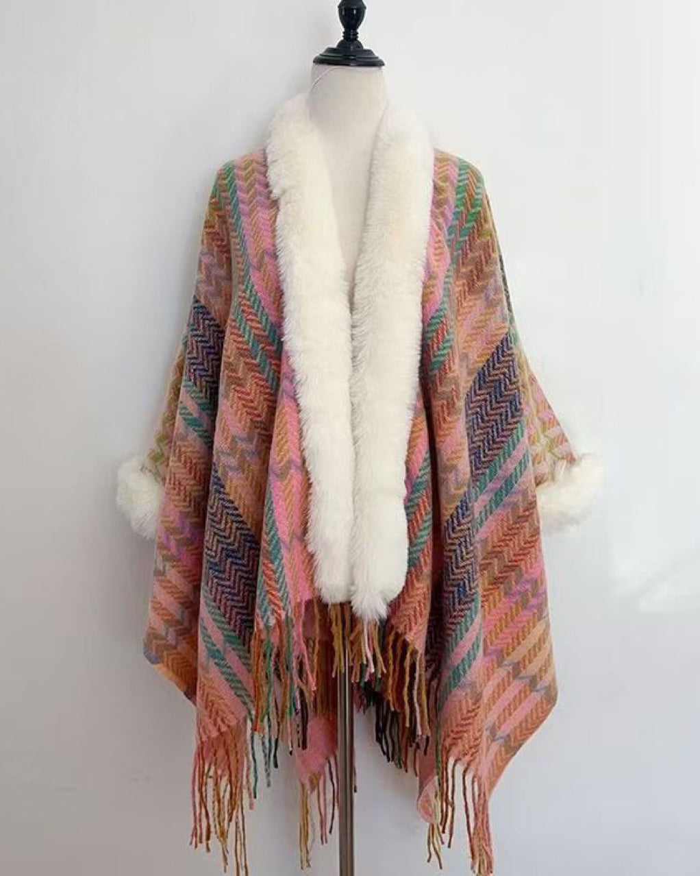 Autumn And Winter Long Vintage Cape Tassel Cape