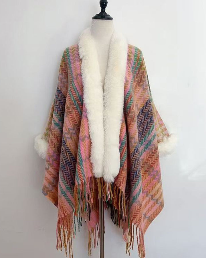 Autumn And Winter Long Vintage Cape Tassel Cape