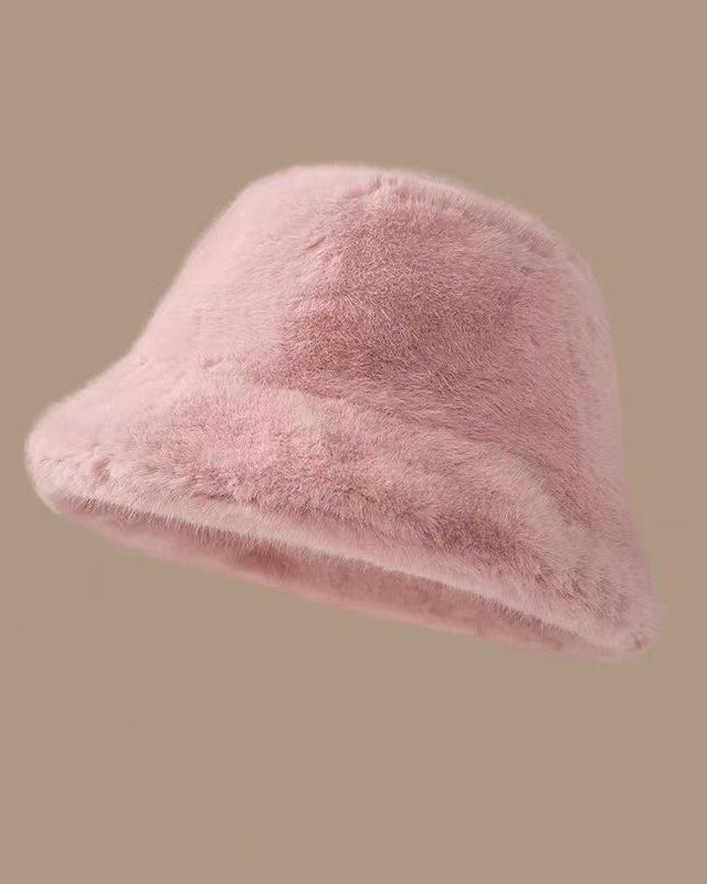 Imitation Mink Hair Fashion Warm Thickened All-match Large Brim Fleece Hat