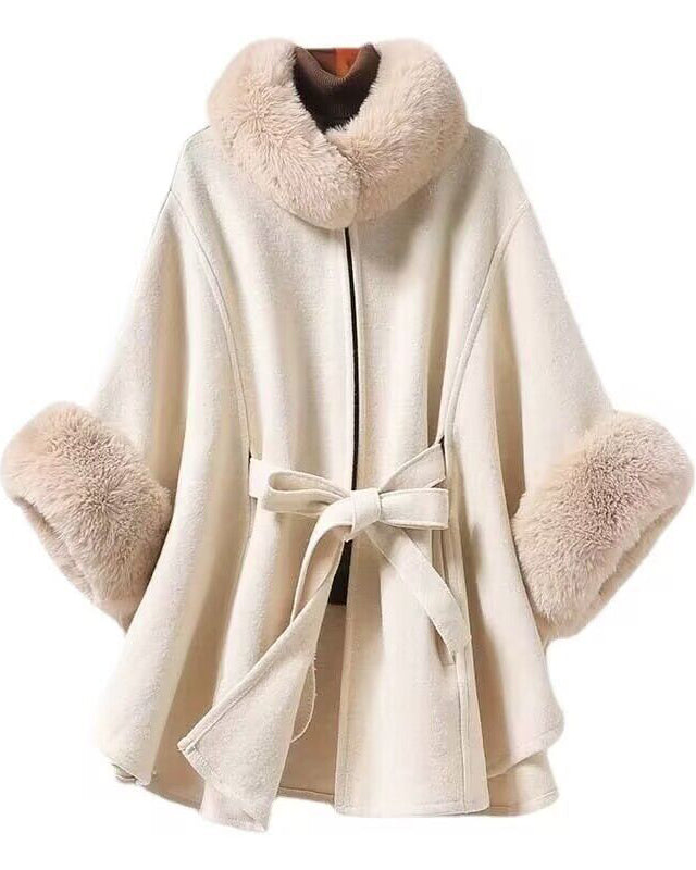 Imitation Lazy Rabbit Fur Collar Shawl Cloak Warm Coat Cloak