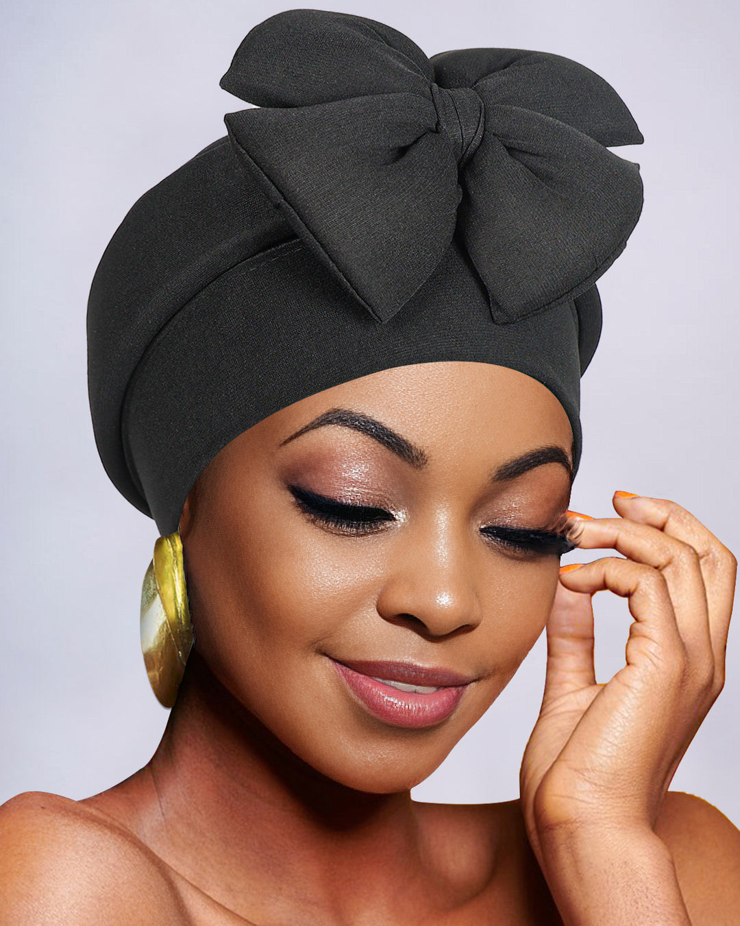 Solid Color Large Bow Turban Hat