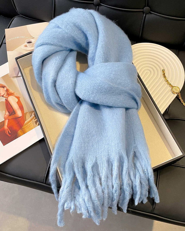 Cashmere Solid Color Scarf Mohair Solid Color All-match Scarf Extra-large Thickened Warm Shawl