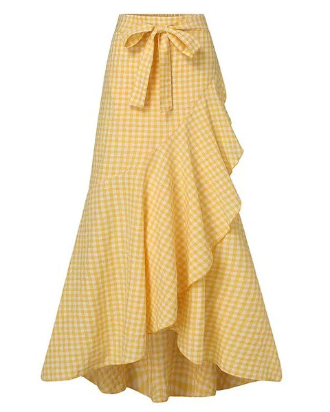 High Waist Ruffled Irregular Hem Skirt