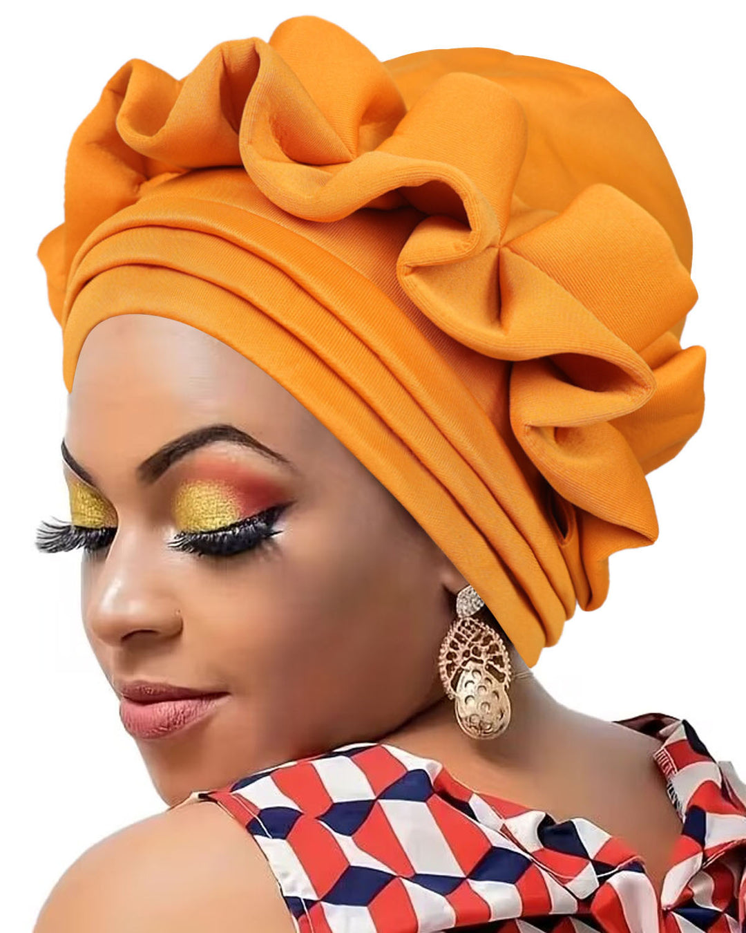 Ruffled Lace Trim Design Turban Hat