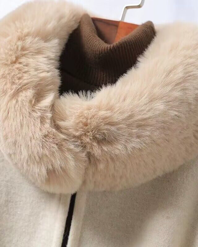 Imitation Lazy Rabbit Fur Collar Shawl Cloak Warm Coat Cloak