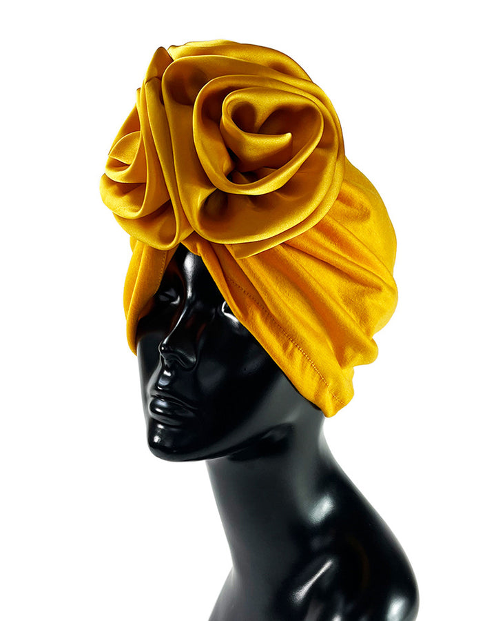 Solid Color Flower-Accented Stretchy Headwrap Hat