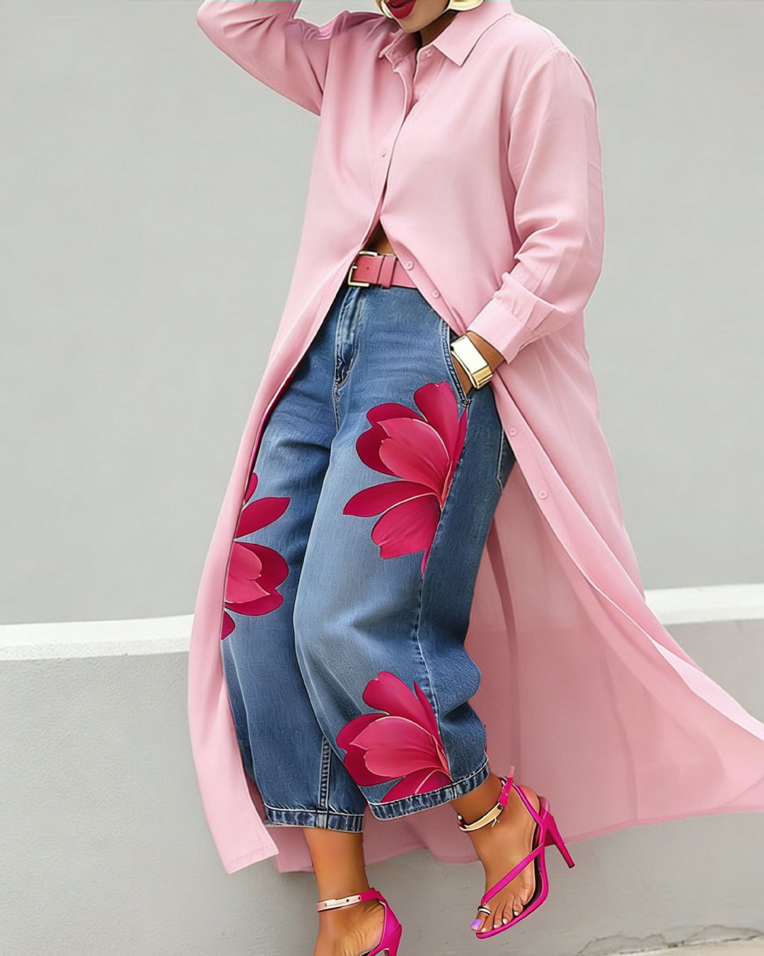 Fashion Elegant Button Lapel Irregular Long Shirt Dress
