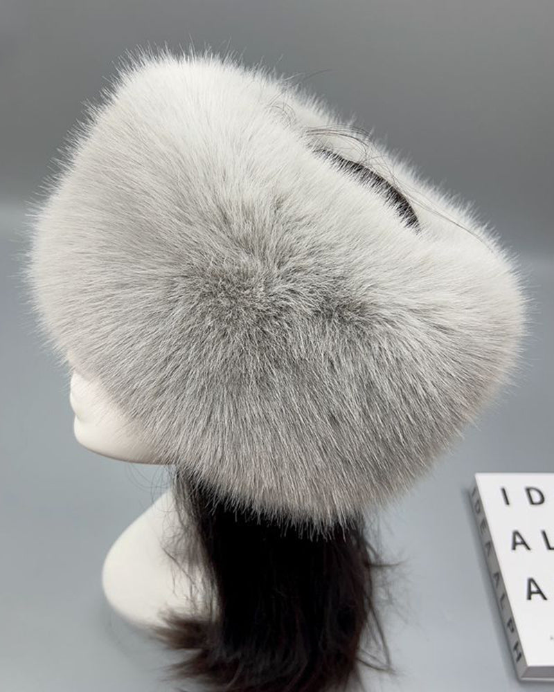 Uncapped Ring Plush Hair Band Hat Faux Fox Fur Fur Hat