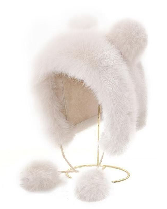 Bear Ears Plush Hat Warm Ear Protection Cap