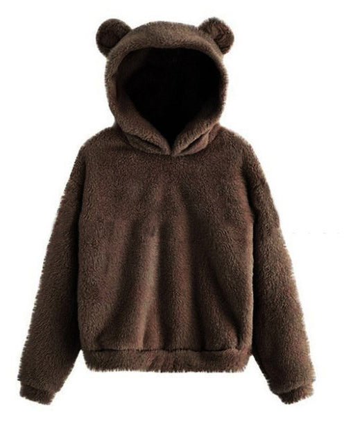 New Fluffy Rabbit Ears Hooded Warm Sweater Sweater