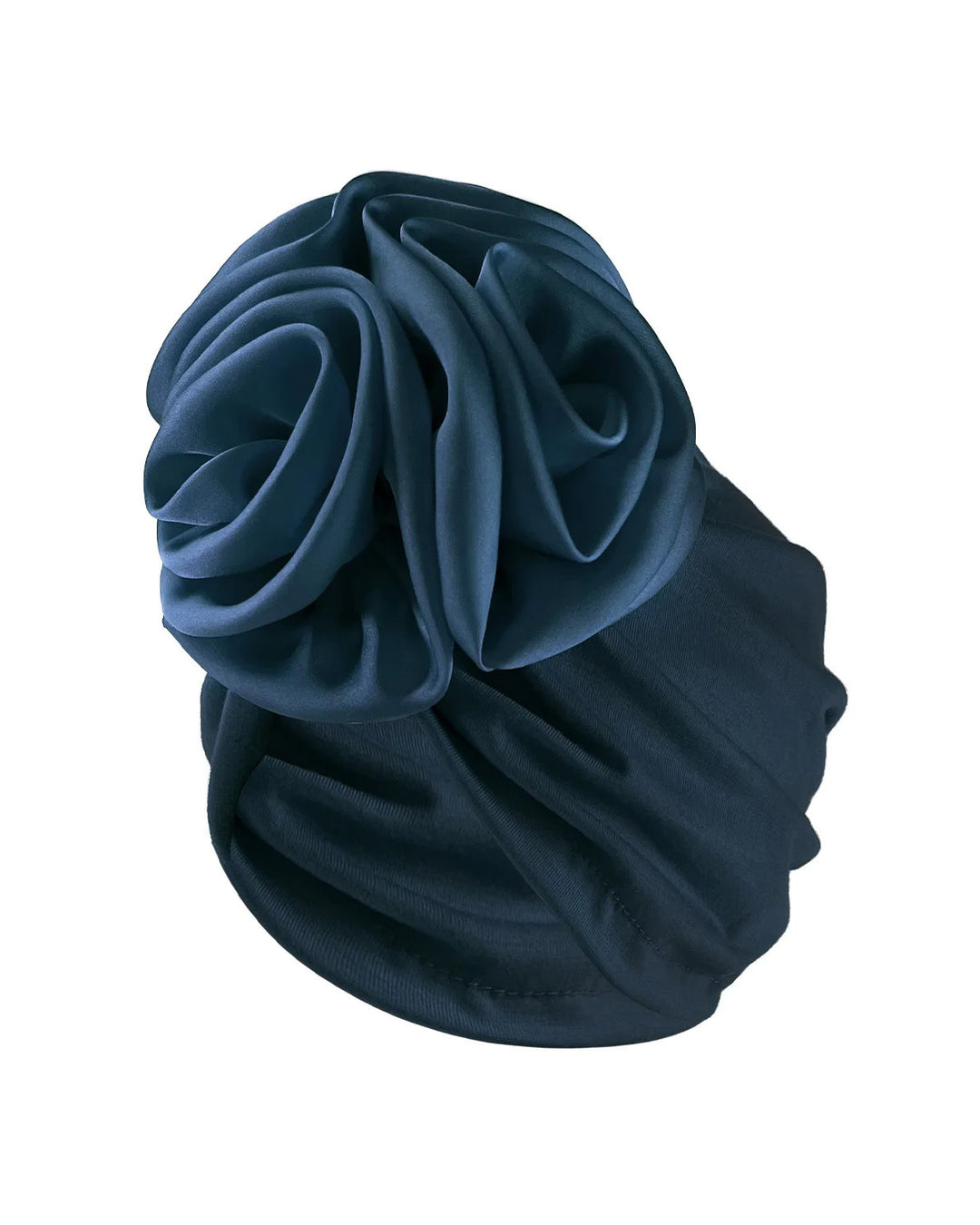 Solid Color Flower-Accented Stretchy Headwrap Hat