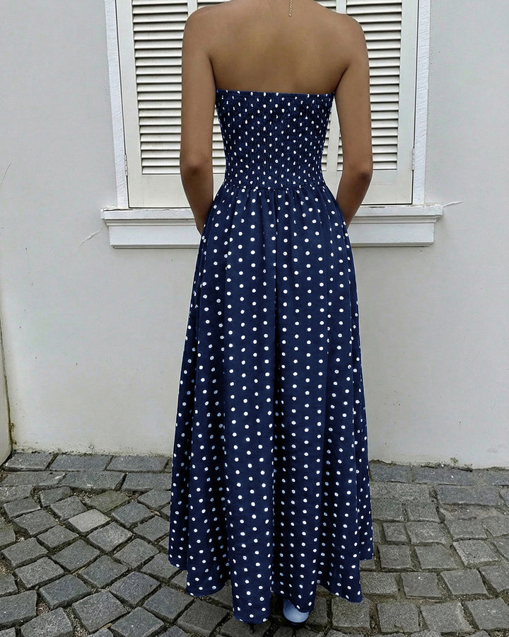 Sleeveless Tube-Elegant Polka Dot Print Dress