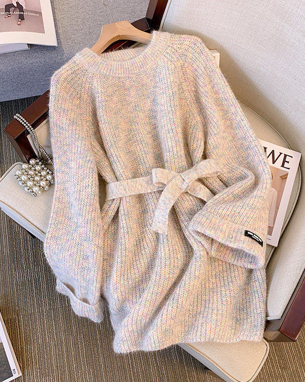 Round Neck Sweater Mid-length Waist Pullover Sweater