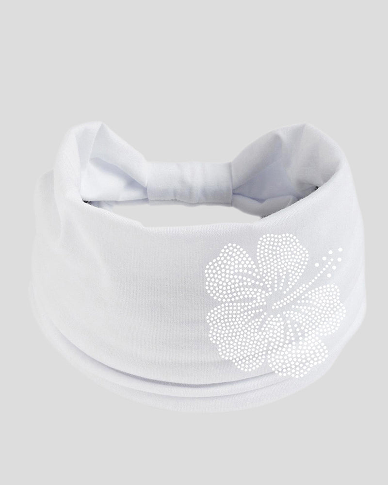 Wide Stretch Headband With Rhinestone Floral Decor